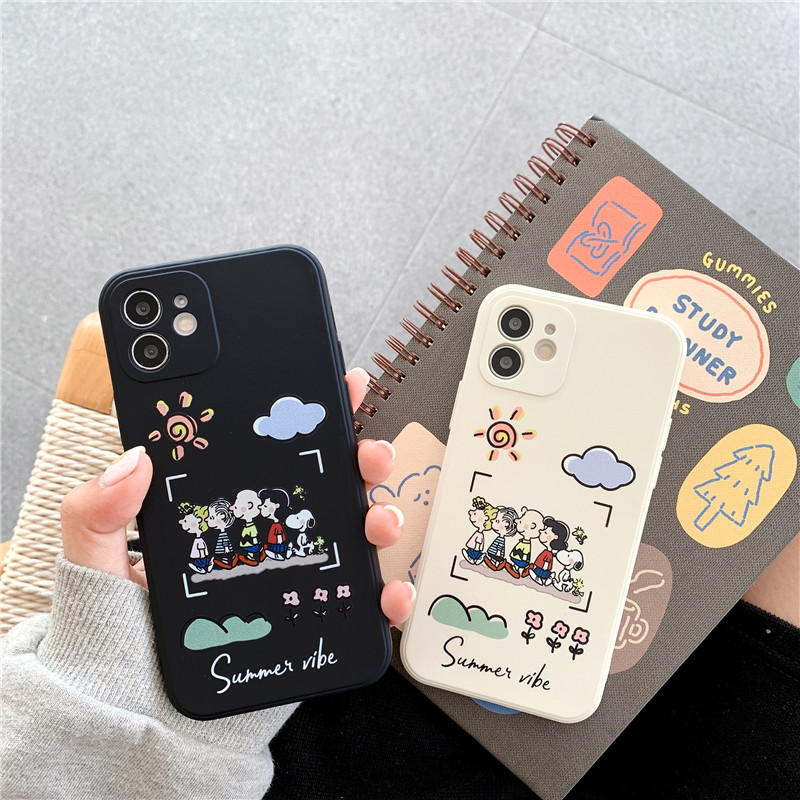 Snoopy Charlies เคท ไอโฟน iPhone 12 Pro Max Soft TPU Case Apple เคท iPhone11 12mini XS XR X 7/8 Plus SE Shockproof Phone Cover เคสกันกระแทก #1