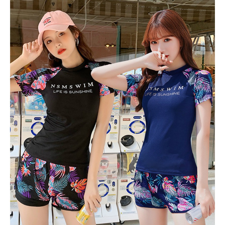 ชุดว่ายน้ําสตรีสองชิ้นมัลติฟังก์ชั่น AT168 ShopMaySG รวมชุดว่ายน้ําผู้หญิงและกางเกงขาสั้นผู้หญิง
