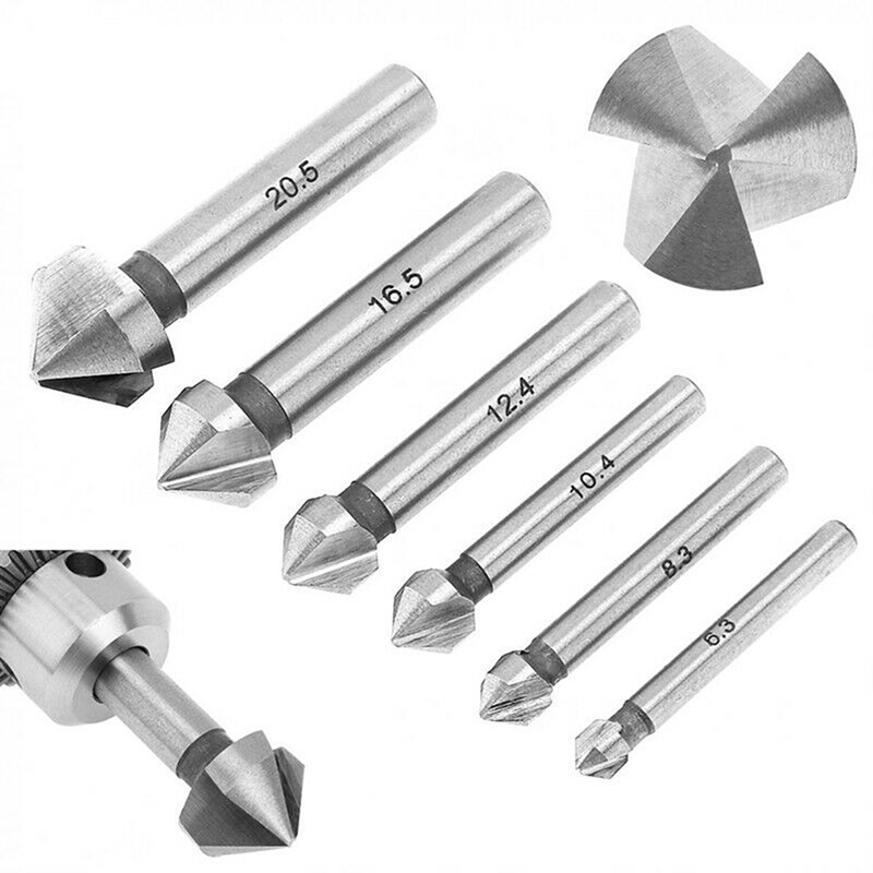 1 Set Hard Metal Three Edge Chamfer Chamfering End Mill Cutter Round