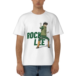 Naruto Anime Design Cotton T-Shirt for Men Oversize Printed Tee Shirts Rock Lee Round Neck Tops Teeเสื้อยืด