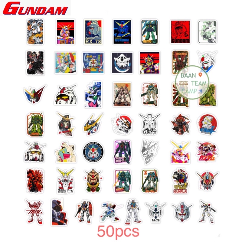 สติ๊กเกอร์ GUNDUM 101 กันดั้ม 50ชิ้น gundum กันดัม หุ่น หุ่นยนต์ การ์ตูน อนิเมะ กันพลา โมเดล กัน ดั้ม gun dum สติ้กเกอร์