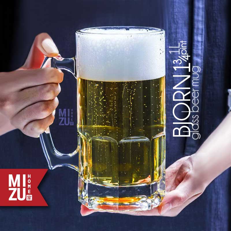 MIZU BJORN 1.75 Pint แก้วเบียร์แก้ว ตุลาคม แก้วเฟสต์ ถ้วยจัมโบ้ เบียร์ขนาดใหญ่ เบียร์ ชา Handle น้ํา