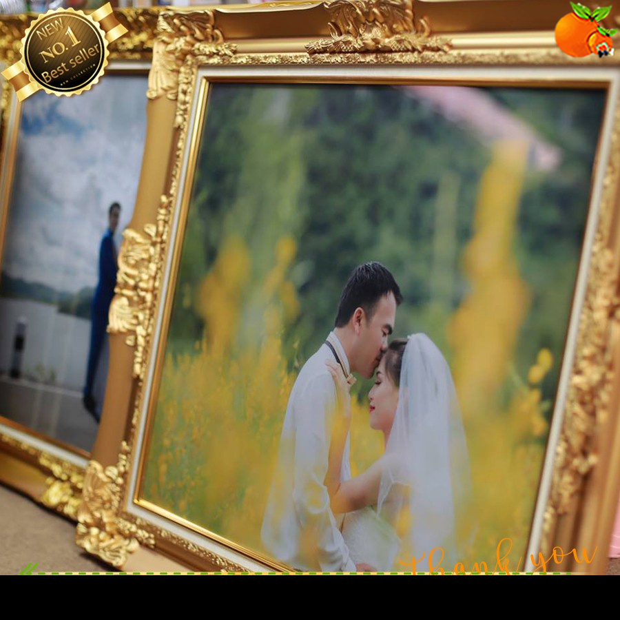 กรอบหลุยส์รูป 20x30นิ้ว 20x24นิ้วแต่งงานสีขาว-สีทอง พร้อมอัดรูปฟรี ดอกหลุยส์ใหญ่