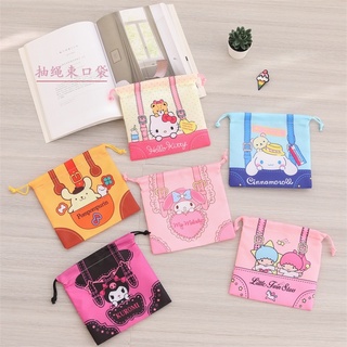 ถุงหูรูด กระเป๋าหูรูด ถุงผ้า ลายการ์ตูน sanrio พร้อมส่ง