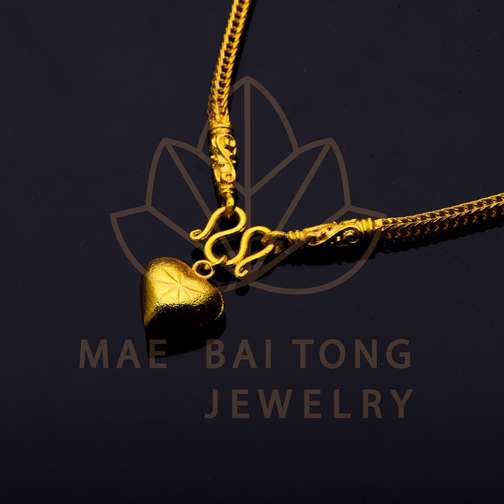 สร้อยคอทองหุ้ม สินค้าขายดี สร้อยคอพร้อมจี้หัวใจ สร้อยคอทองหุ้ม ลายหกเสา หนัก 2 สลึง ยาว 18 นิ้ว