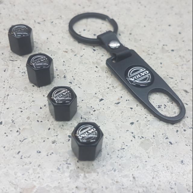 VOLVO BLACK AIR CAP จุ๊กลม ฝาปิดที่เติมลม รถยนต์ มอเตอร์ไซค์ โลโก้ วอลโว่ดำ