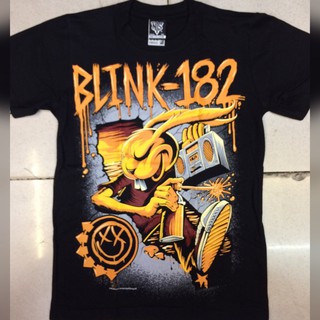 ย้อนยุค2021 เสื้อยืดแขนสั้นสีดํา rock band blink 182S-5XL