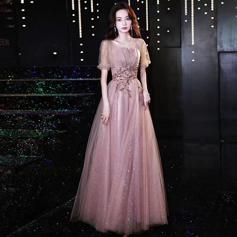 พร้อมส่ง ชุดราตรีกระโปรงสั้น สีชมพู ระดับไฮเอนด์ สําหรับผู้หญิง 2022 A40
