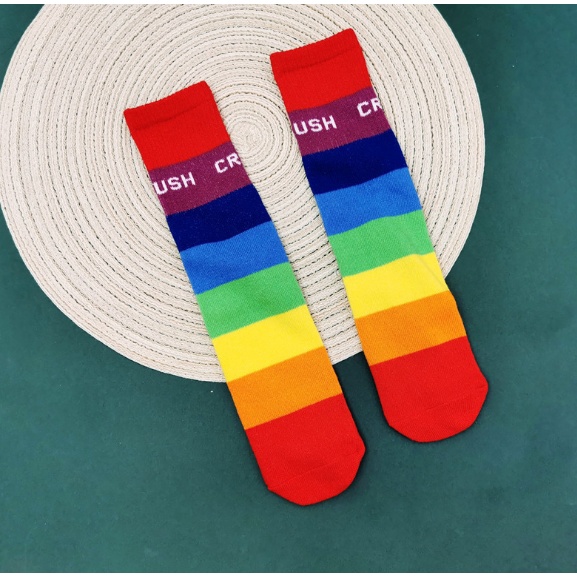 Rainbow sock set ( 3 คู่) ถุงเท้า rainbow เน้นแถบสีสันเล่นลาย #4