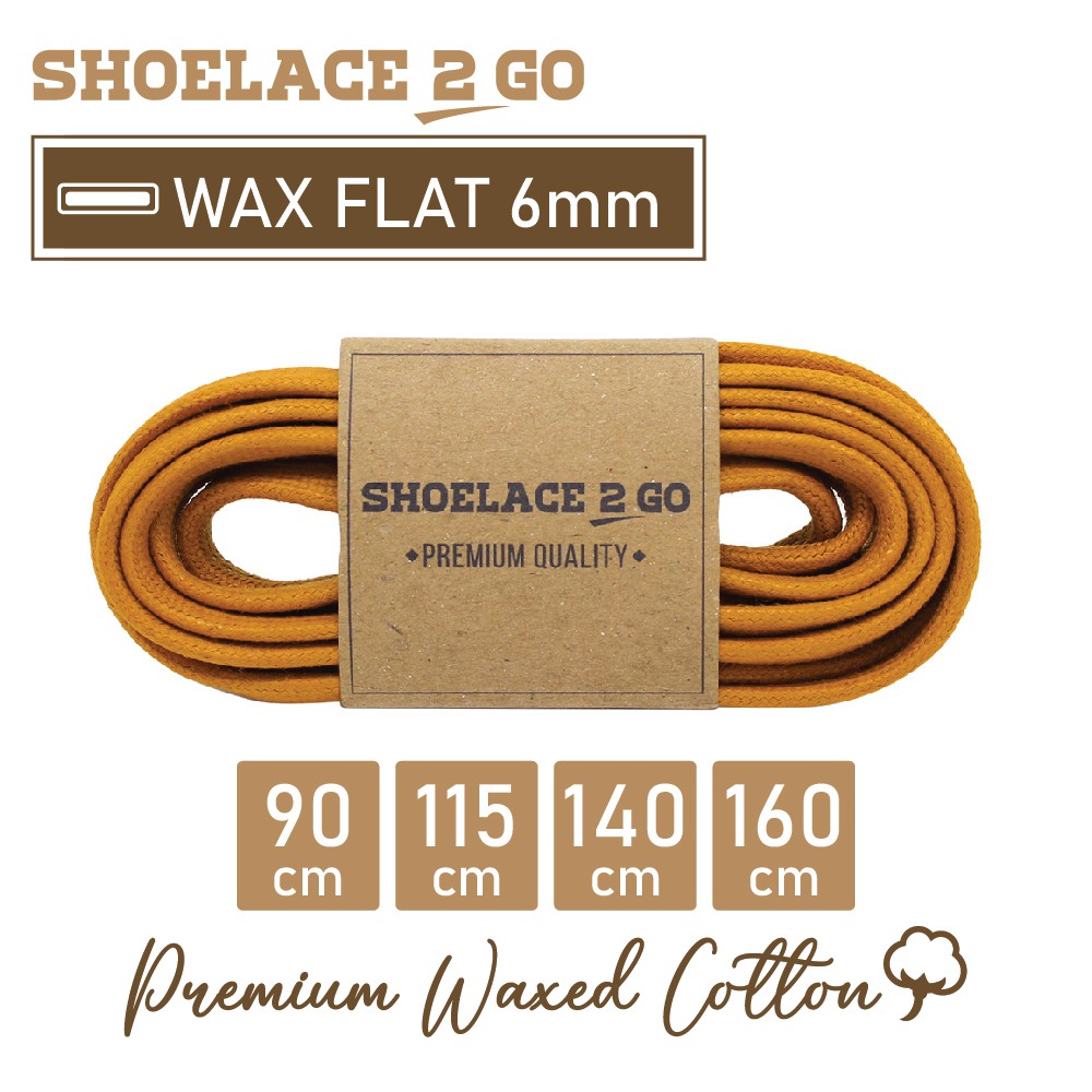 LLIN SHOELACE 2 GO PREMIUM FLAT WAXED SHOELACES - WF6 - H1 - GOLD MEDALLION - 6MM
