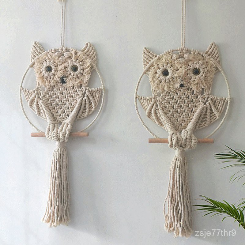 Owl Cotton Woven Tapestry Nordic Style Modern Minimalist Handicrafts Wall Decoration Room