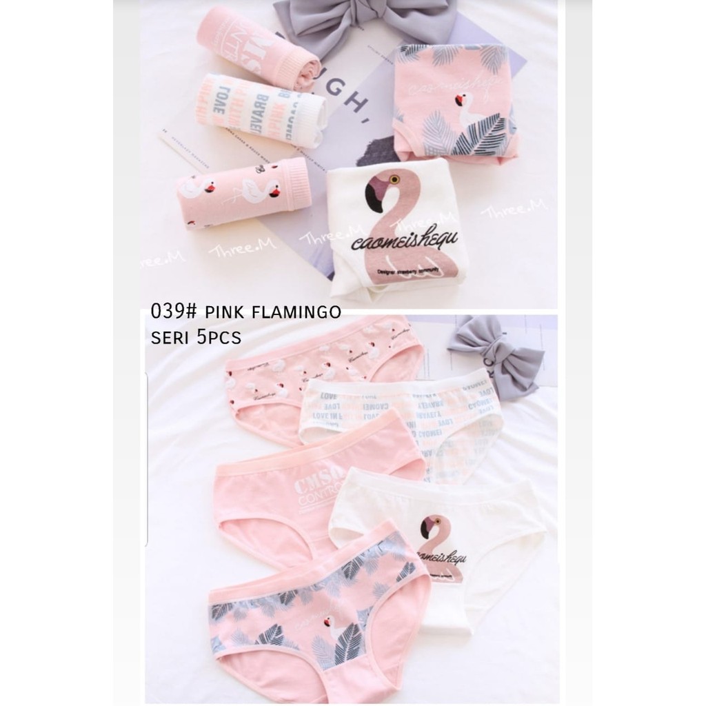 039 UNDIES 3M THREE M TM PINK FLAMINGO UNDERWEAR 5PCS WHOLESALE นําเข้าแฟชั่น