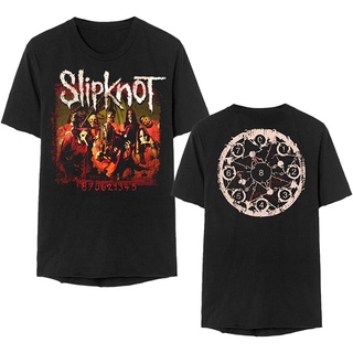 (ขายส่งได้)เสื้อยืดสีดำอินเทรนด์slipknot self titled album t-shirt short sleeve sport oversize clic mens tee birthday g