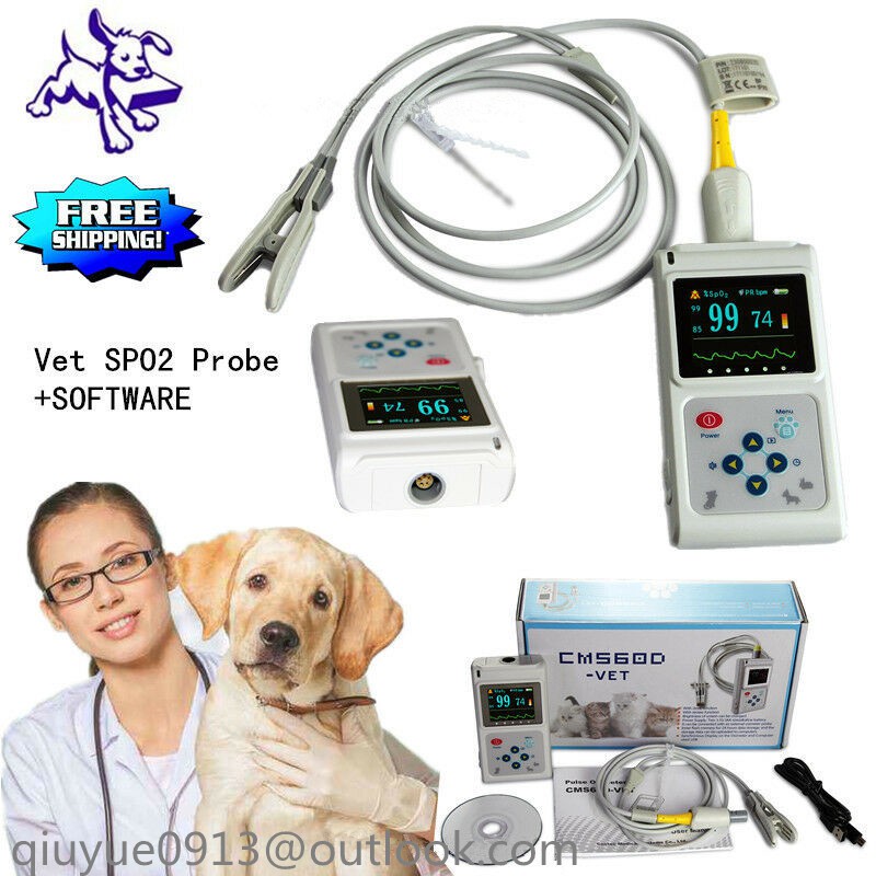 CMS60D-VET Veterinary Pulse ออกซิเจนเมตร SPO2 heart Rate monitor VET หู/ลิ้น Probe + PC ซอฟต์แวร์
