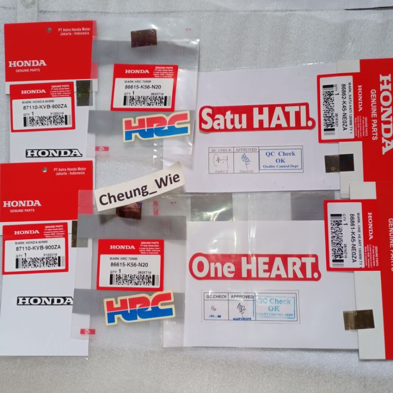 2 HRC + สติ๊กเกอร์ Honda One Heart - One Heart AHM ดั้งเดิมของแท้