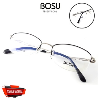 กรอบแว่นตา BOSU รุ่น T18074-C2 สีดำ Titanium ทรงสวย แข็งแรง ใส่สบาย Vintage