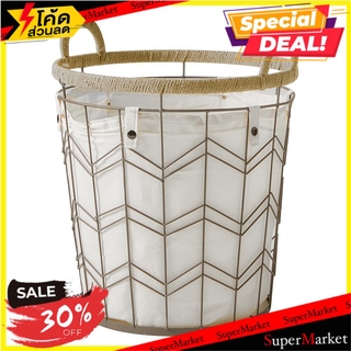 🔥สินค้าขายดี!! ถังผ้ากลม ZIGZAG 43x43x45cm ตะกร้าผ้า LAUNDRY BASKET ZIGZAG 43X43X45CM M IVORY