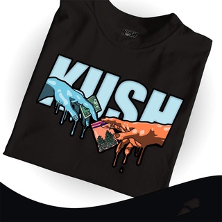 Tee - YLแฟชั่นผ้าฝ้ายUnisexTshirtสําหรับผู้ชายที่มีKUSHDEALพิมพ์คอกลมเสื้อยืดสําหรับผู้หญิงเสื้อยืด