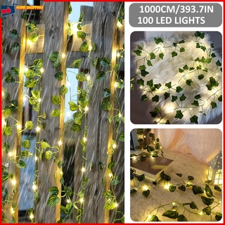 สายไฟหิ่งห้อย เถาไอวี่ประดิษฐ์ 33 ฟุต พร้อมสายไฟ Led 100 ดวง 8 โหมด
