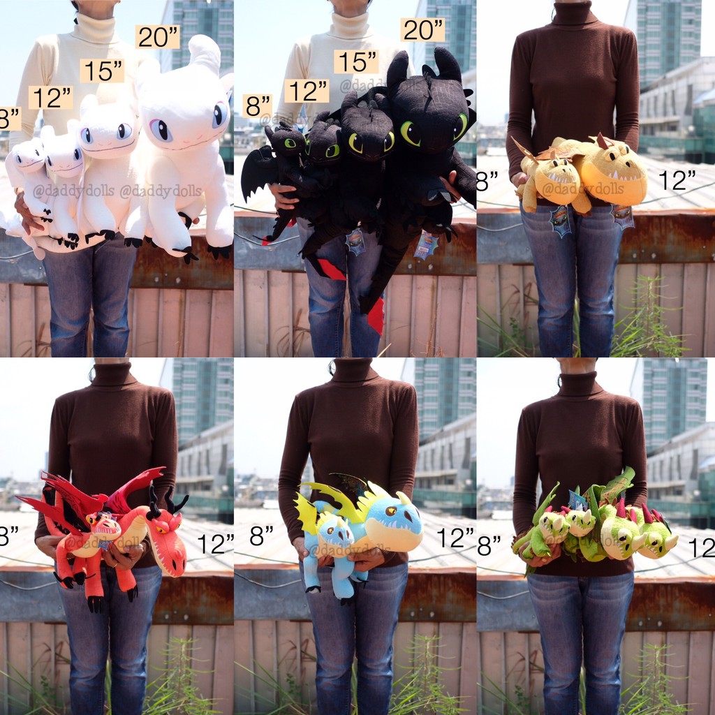 ตุ๊กตา Toothless เพลิงนิล & Light Fury & Hookfang & Stormfly & Meatlug & Barf-Belch 8/12/15/20นิ้ว มังกรเขี้ยวกุด มังกร