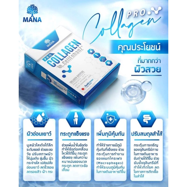 (ส่งฟรีแท้ มีQR code) Mana Pro-Collagen Gluta Zinc Fiber Stick มีของแถม ...