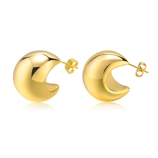 Vnox ต่างหูสตั๊ด รูปดวงจันทร์ กลวง สีทอง สีเงิน ป้องกันอาการ…