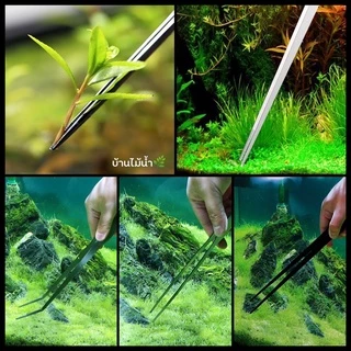 ฟอร์เซป Forcep สแตนเลส สีดำ-สีเงิน ฟอร์เซปปลายตรง ฟอร์เซปปลายโค้ง มี 3 ขนาด 27cm 38cm 48cm | บ้านไม้น้ำ🌿