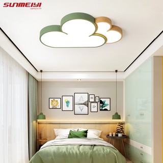 Sunmeiyi โคมไฟเพดาน LED รูปก้อนเมฆคู่ พร้อมรีโมตคอนโทรล โคมไฟเพดาน สีเทา สําหรับห้องนั่งเล่น ห้องนอนเด็ก