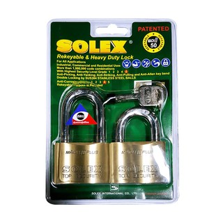 กุญแจคีย์อะไลท์ SOLEX MACH250 50 MM PB 2 ตัว/ชุดSOLEX MACH25050MM/2 PBKA PADLOCK 2EA/SET