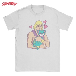 ใหม่ เสื้อยืดแขนสั้น ผ้าฝ้าย 100% พิมพ์ลาย He-Man Masters Of The Universe Cat สไตล์เรโทร แฟชั่นสําหรับผู้ชาย และผู้หญิงS