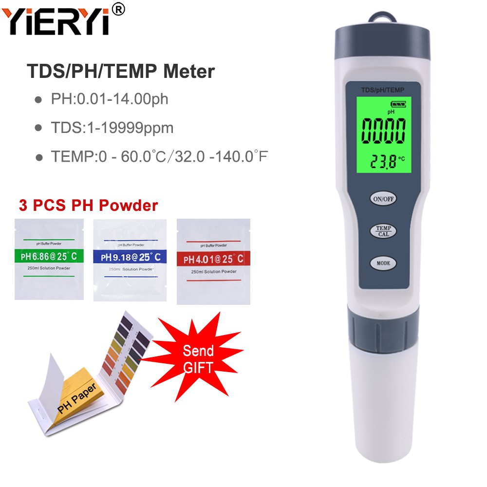 Yieryi PH Meter TDS PH TEMP เครื่องวัดคุณภาพน้ํา TDS ชุดทดสอบสําหรับสระว่ายน้ําน้ําดื่ม
