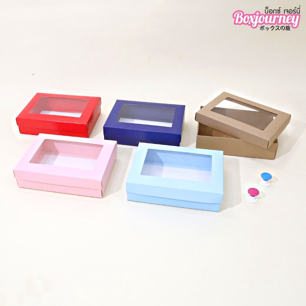 Boxjourney กล่องใส่ผ้าขนหนู สีชมพู/แดง/ฟ้า/น้ำเงิน ไซส์ S ขนาด กว้าง20.5 x ยาว27.5 x สูง7 ซม. (20 ใบ/แพค)