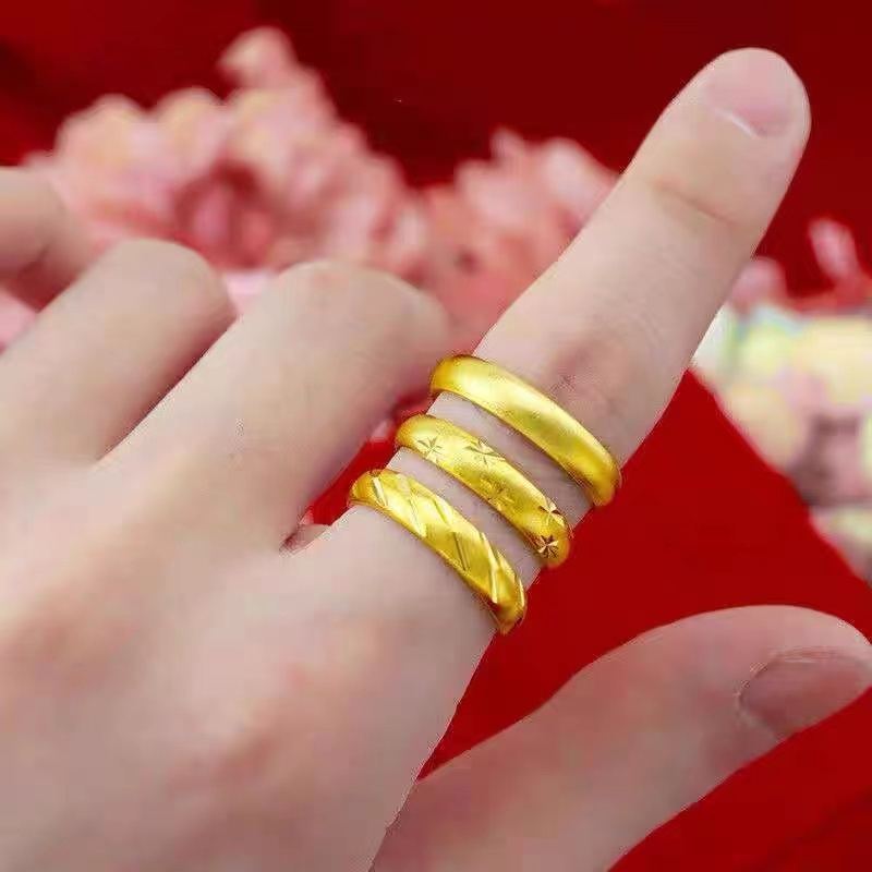 เหมือนจริง ปรับไซส์ได้24K แหวนทอง แหวนครึ่งสลึง แหวน ทองไมครอน ทองหุ้ม ทองชุบ ทองปลอม ปรับขนาดได้ ทนทาน คุณภาพดี ไม่ลอก
