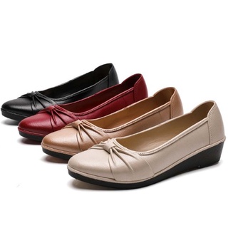 BOOM💣รองเท้าคัชชูหนังนิ่มหัวแหลม แต่งผูกโบว์ 4 สี