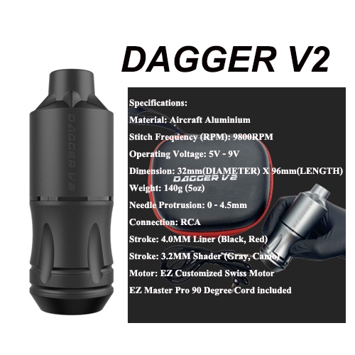เครื่องสักDagger V2 Rotary Tattoo Pen Machine