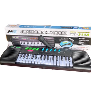 ออร์แกนคีย์บอร์ด  ELECTRONIC KEYBOARD พร้อมไมโครโฟน สำหรับเด็ก ร้องได้จริงค่ะ MS-322A