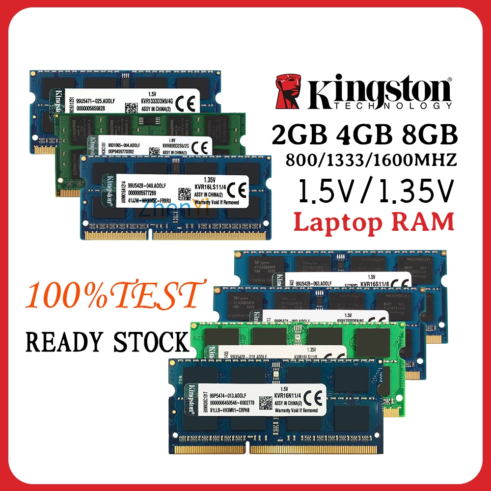 Kingston 2GB/4GB/8GB PC2 PC3 6400S 10600S 12800S 12800 DDR2 DDR3 DDR3L 800/1333/1600MHz Laptop RAM notebook memory A23D248