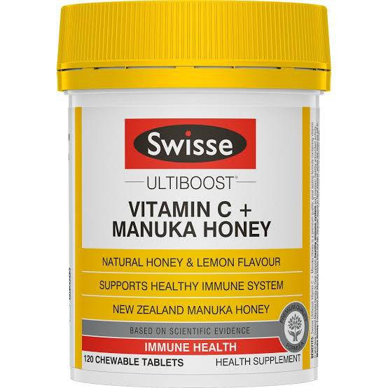 วิตามินซี Swisse Vitamin C +Manuka Honey วิตามินซี 500 มก + น้ำผึ้งมานูก้า120 เม็ด