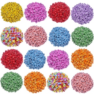 40Pcs 9*8mm Square Acrylic Beads English Letter Double Hole Bead DIY Jewelry Making Pendant Finding Charms