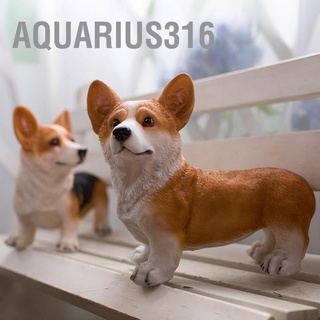 Aquarius316 รูปปั้นสุนัขคอร์กี้เรซิ่น ขนาดเล็ก สําหรับตกแต่งสวน โต๊ะในร่ม