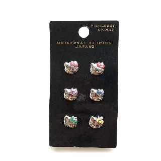 ต่างหู Vintage Stock Hello Kitty Earrings 6 Pieces (6 color ribbon) Universal Studios Japan USJ 2014 ต่างหู