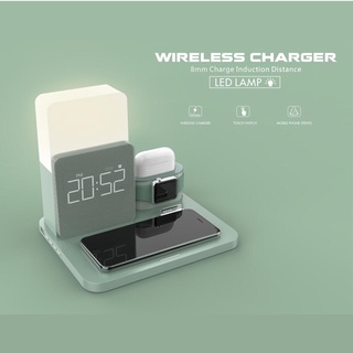 แท่นชาร์จไร้สาย s28 Wireless Charger โคมไฟตั้งโต๊ะ โคมไฟหัวเตียง นาฬิกา desk lamp ชาร์จเร็ว สำหรับมือถือมาตรฐานQiทุกรุ่น