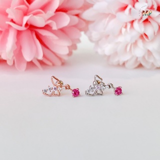 จิวต่างหูเกาหลี More Than Piercing: D034 Ruby Butterfly Drop