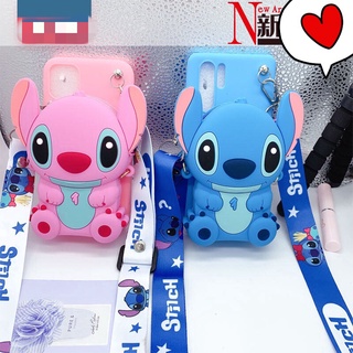 เคสโทรศัพท์มือถือนิ่ม ลายการ์ตูน Stitch น่ารัก พร้อมสายคล้อง มีซิป สําหรับ OPPO A83 A91 A92 A93 A9 A5 2020 A94 F11 PRO FIND X2 X3 PRO A16K