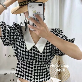 เสื้อครอป คอปกแขนตุ๊กตา