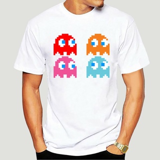 เสื้อยืดวินเทจ - PIXEL PAC MAN สีผีเกมย้อนยุคคนรักเสื้อยืดสบาย ๆ เสื้อยืดสบาย ๆ เสื้อลําลองแขนสั้นพ