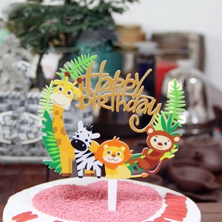 ป้ายธง Happy Birthday Animal สําหรับตกแต่งเค้กวันเกิดเด็ก