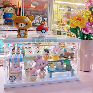 EZ กล่องสะสมโมเดล อะคริลิคใส ตู้โชว์มินิมอล ตู้โมเดล 2 ชั้น Toy Figure Doll Display Box Storage Dust Free Water Proof