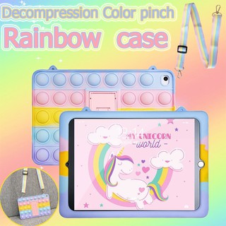 Rainbow ซองหนัง Samsung Galaxy Tab S6 lite P610 P615C A7 10.4 2020 T500 T505 T507 A7lite 8.7 T220 T225 A 10.1 T510 T515 T583 A 8.0 T295 T290 T297 Tab4 T530 Tab3 7.0 T110 T111 เปลือก Color Decompression เคสซิลิโคน TPU case เคสป้องกัน