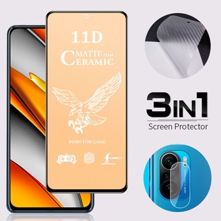 3 In 1 ฟิล์มกระจกนิรภัยเซรามิกกันรอยหน้าจอสําหรับ Xiaomi Mi 9T Redmi Note 7 8 9 9S 9T 9A 9C 6A 10 10S Poco X3 Nfc Pro M3 F3